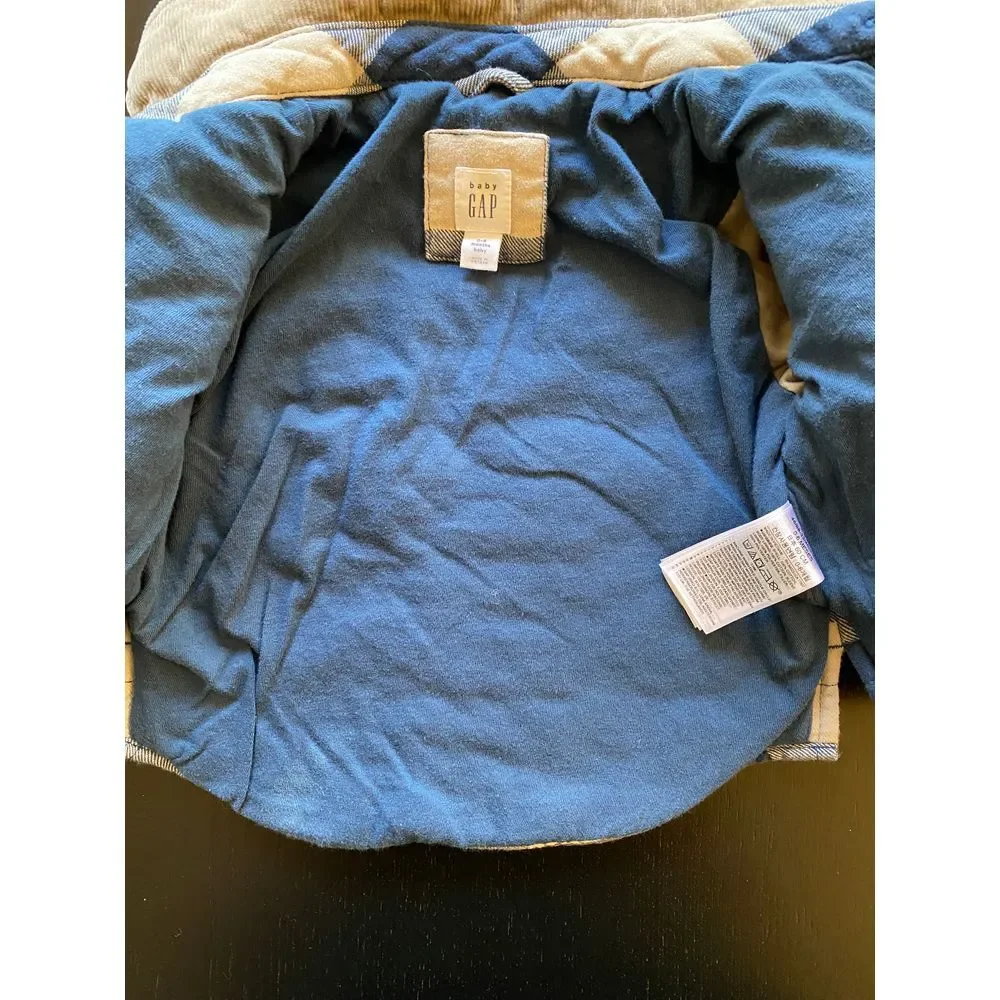 Gap Baby‎ Plaid Shirt Jacket Infant 0-6m Lined Shacket Dad's Little Helper